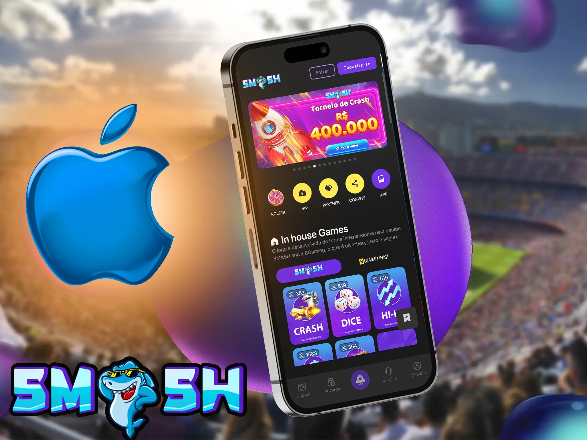 O software Smashup para Apple oferece uma experiência agradável para os jogadores, semelhante à plataforma Android, e também é executado mais rapidamente.